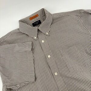 Dockers Mens XL Short Sleeve Button Down Shirt Stain Defender Micro Check Gray